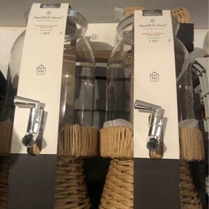 Hearth & Hand Glass Beverage Dispenser with Woven Base - Clear